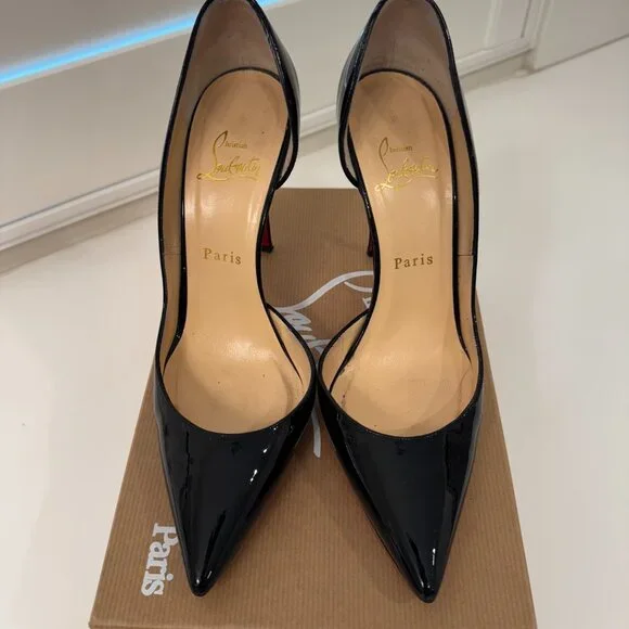Size 38 - Christian Louboutin Iriza Pump 100 Patent Black - Picture 5 of 5